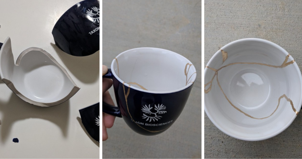 Taza reparada kintsugi