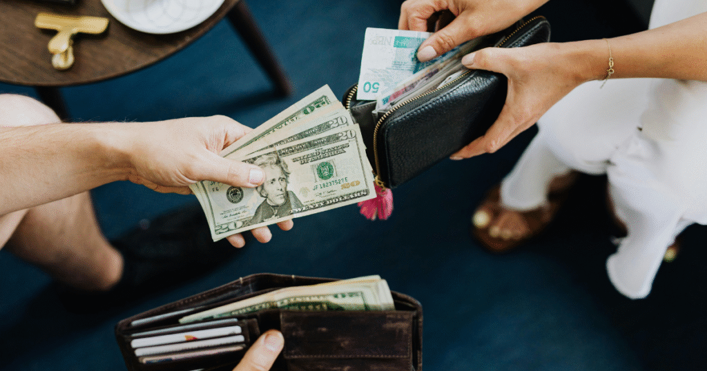 Intercambio de dinero billetera